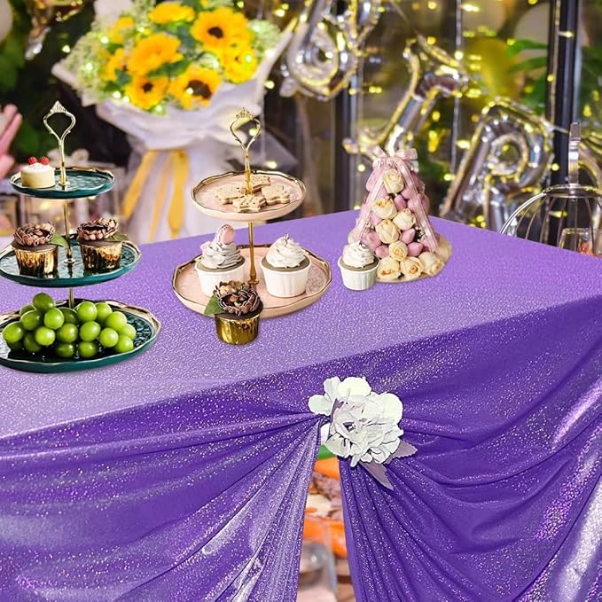 Fitable Sequin Tablecloth for Parties 54x54 Inch - Sparkle Glitter Table Cloth Laser Square Overlay for Wedding Baby Shower Ceremony Birthday Holiday Banquet Decor, Purple
