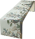 Peacock Table Runner,Retro Chinese Peonies Flowers Peacock Table Runner for Home Kitchen Dining Party Indoor Outdoor Decoration 13x120 Inch
