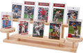 Wooden Trading Card Display Stand, 3-Tier Card Holder for Graded, Sports and TCG Cards, Tabletop Display Holder, Rustic Solid Wood Shelf Stand for Basketball Football Hockey(Wood Grain)