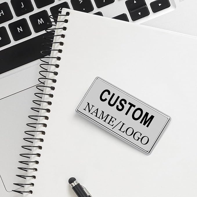 Custom Name Tags ID Badges with Logo Name Personalized Name Badges Name Tag ID Badges with Pin Backing Customizable Name Badges for Business Offices Stores Restaurant, 1.5x2.8 in, 150PCS