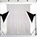 Eternal Beauty White Iridescent Sequin Backdrop, 6x8 Ft Glitter Background Curtains for Shimmer Photography Party Wedding Birthday Back Drop Decor