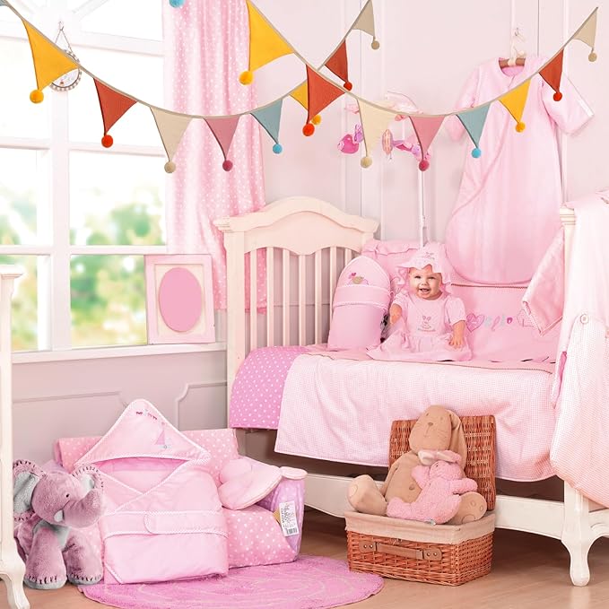 20 Pcs Pennant Banner Flags,2 Sets Garland Nursery Triangle Bunting Flag Baby Shower Banner for Nursery Decor Kindergarten Classroom Playroom Decor Baby Birthday Church Nursery Party Event(rainbow)