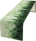 Foggy Forest Table Runner,Watercolor Wreen Misty Forest Landscape Table Runner for Kitchen Dining Table Home Party Decoration 13x108 Inch