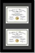 Creative Picture Frames 14X24Bk-B Black Vertical Double Diploma Frame With 2 Opening Black Mat, Holds 2-10X12-Inch Documents With Wall Hanger