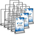 15 Pack Acrylic Sign Holder 4x6, Wedding Black Frame Table Number Holders Vertical, Clear Picture Frames Flyer Stands Tables Menu Holder, Double Photo Paper Display Holder for Party, Home, Office