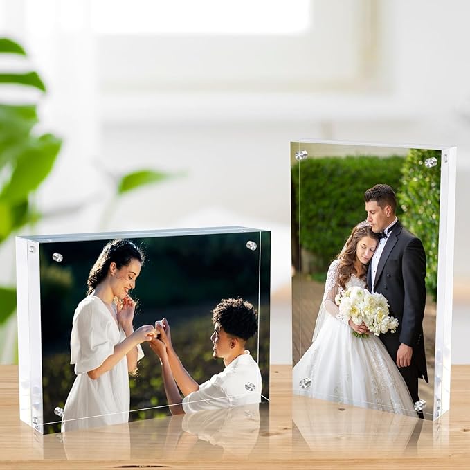 5x7 Inches Acrylic Picture Frames 1 Pack, Double Sided Magnetic Photo Frames,Free Standing on Desk or Table Clear Picture Frames