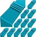 12 Pack Turquoise Satin Table Runner,12 x 108 inch Long Premium Smooth Table Runner for Wedding, Banquets, Birthday, Party,Graduation,Engagements,Table Runners fit Rectangle and Round Table
