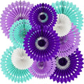BEISHIDA Purple Lavender Blue Hanging Honeycomb Round Paper Fans Decoration Kit Tissue Paper Fan Garland for Baby Shower Girl Kid Birthday Under The Sea Wedding Party Supplies（11packs）