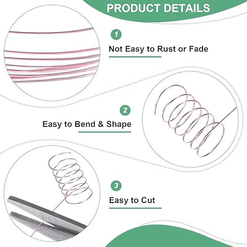 0.4mm Jewelry Wire, 26 Gauge 328FT Craft Wire Copper Beading Wire for Jewelry Making/Planting/Weaving/DIY Crafting, Soft Metal Wires [100M, Rose Golden]