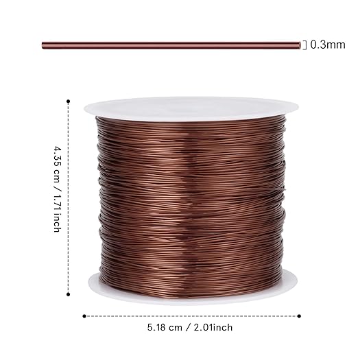 328FT Jewelry Wire 28 Gauge Tarnish-Resistant Copper Beading Wires Roll Bulk for DIY Crafts Jewelry Making, Red Brown