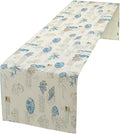 Starfish Table Runner,Vintage Nautical Seashell Tropical Beach Theme Coastal Ocean Sea Burlap for Hotel Indoors Outdoor Dining Room Kitchen Tablecloth, 13x36in