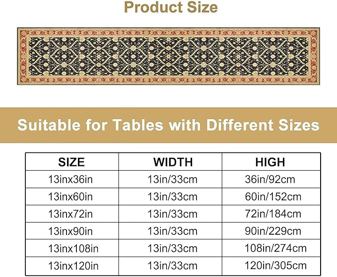 Vintage Morris Floral Table Runner, Boho Rustic Farmhouse Flower Pattern for Home Kitchen Table Decor Dining Coffee Room Party Decor 13x60in