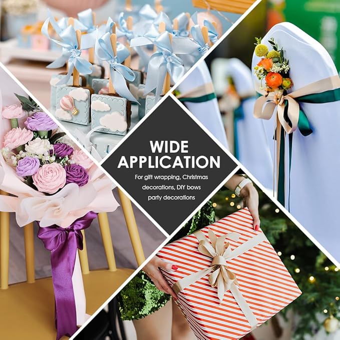 3/8" Wide x 100 Yards Single Face Polyester Satin Ribbon, Satin Ribbon for Crafts, Gift, Hair Bows, Wedding Party Decoration, Bow Making & Other Projects (Yellow)