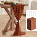 6 Pack 10 Ft Chiffon Table Runner Rust Gauze Long Table Runners 27x120 Inches Sheer Tulle Table Runner for Rustic Wedding Reception Bridal Shower Decorations Birthday Party