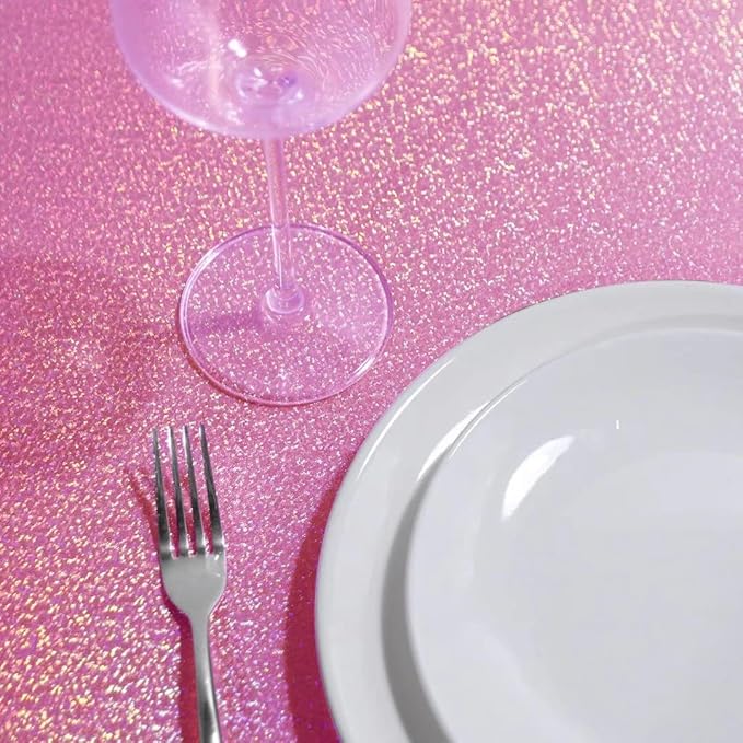 Fitable Pink Sequin Tablecloth for Parties 52x70 Inch - Sparkle Glitter Table Cloth Laser Rectangle Overlay for Wedding Baby Shower Ceremony Birthday Holiday Banquet