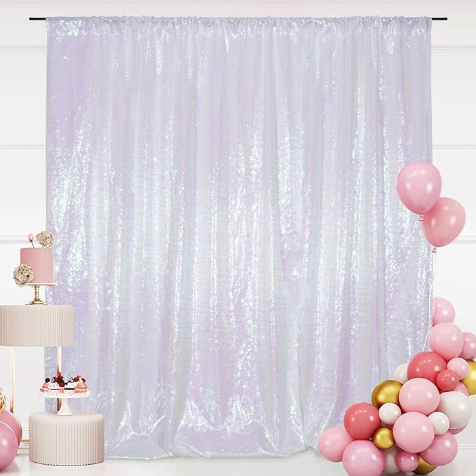SquarePie Sequin Backdrop Non-Transparent Background Sparkly Curtain for Wedding Party 20FT x 10FT Iridescent