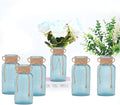 Vintage Glass Flower Vase，6 Pack Blue Farmhouse Glass Centerpiece Vases Mason Jars for Weddings, Parties & Home Decor Bulk (6, Blue)