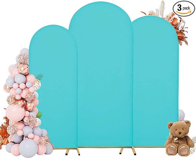 Wedding Arch Covers Arch Backdrop Cover Arch Stand Covers 7.2FT 6.6FT 6FT Set of 3 Arch Cover Spandex Fabric Stretchy Backdrop for Wedding Birthday Party Decoration Baby Shower (Sky Blue)