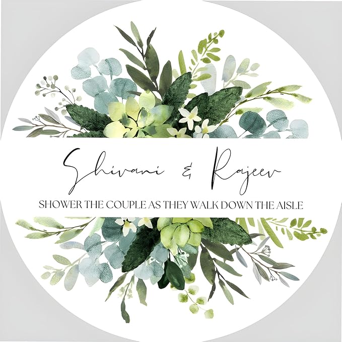Custom Stickers for Weddings, Birthdays & Businesses - Personalized Labels with Your Logo - Waterproof, Fade and Heat Resistant - Pack of 100-1000 (Wreath Q, 4 Inch)