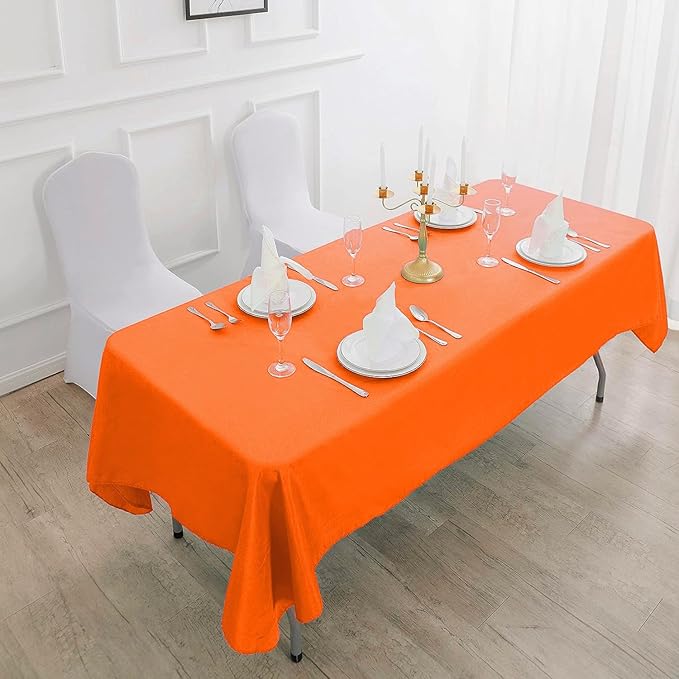 132 inch Round Tablecloth Washable Polyester Table Cloth Decorative Table Cover for Wedding Party Dining Banquet（132 inch,Orange）