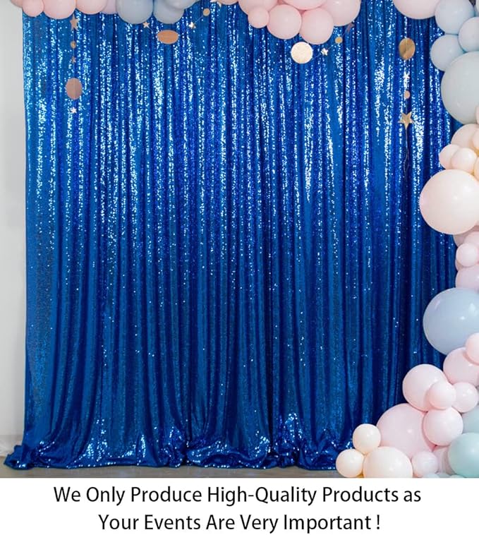 ShinyBeauty Sequin Backdrop 6FTx6FT Royal Blue Wedding Shimmer Fabric Background for Baby Shower, Party Event - Photo Booth Sparkle Sequin Wall