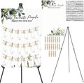 Pinkunn Greenery Wedding Seating Chart with Easel Display Stand 15.8 x 23.6 Inch Greenery Wooden Rustic Seating Chart Board Please Find Your Seat Sign for Baby & Bride Shower Wedding Sign Decor