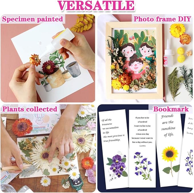 Vignee Real Dried Pressed Leaf Flowers-Multiple Colorful Pressed Flowers Daisies for Craft Resin Jewelry Making Art Craft DIY（Red）