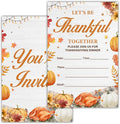 Thanksgiving Party Invitations, Fall Pumpkins Friendsgiving Thanksgiving Dinner Party Fill in Invites Cards With Envelopes (20 Count) Double Sided Design, Let's be Thankful Together