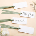 50 Pcs Name Place Cards for Table Setting Blank Wedding Place Cards with Satin Ribbon 1.57 x 3.54 Inch Hanging Gift Tags for Wedding Dinner Banquet Party Table Setting Supplies(Sage Green)