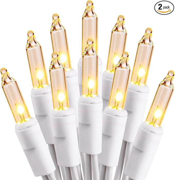 PhilzOps Christmas String Lights, 69.6ft 300Ct White Christmas Tree Lights Connectable, 120V UL Certified Incandescent Warm String Lights, White Wire Xmas Lights for Home Wedding Party, Warm White