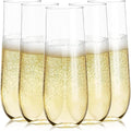 Prestee 24 Plastic Champagne Flutes - 9oz Heavy Duty Stemless Champagne Glasses for Parties - Disposable Clear Plastic Toasting Glasses, Mimosa Glass for New Year’s Eve Party Supplies