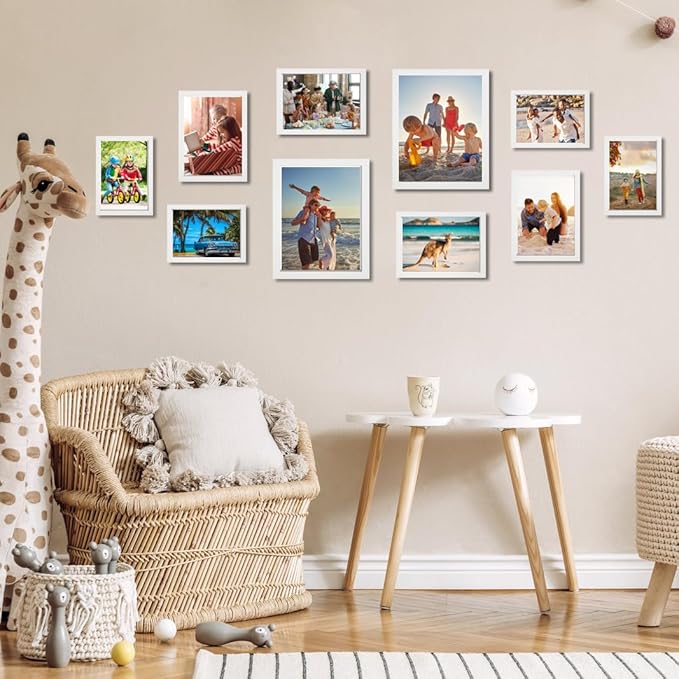KTKDE A3 Poster Frame White Woodgrain Picture Frame-11.7x16.5in Set of 3- Photo Frame,Certificate Frame with Plexiglass for Wall Mount or Table Top Display