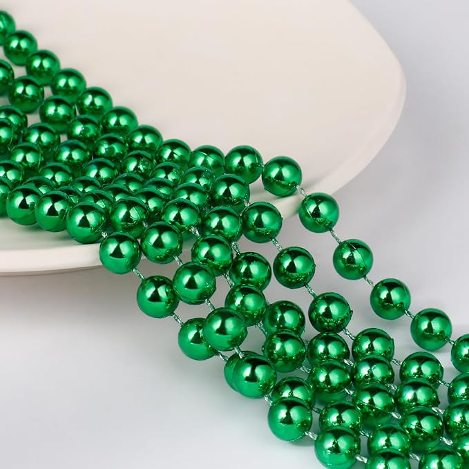 [98 Feet] Green Pearl Beads Garland, 6MM 33 Yards Green Faux Pearl Beads String Roll Bulk for DIY Craft Christmas Tree Wedding Party Decoration