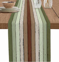 Sage Green Wooden Cotton Linen Table Runner for Dining Kitchen, Wedding Outdoor Party Tablerunners Decoration, Vintage Country Retro Distressed Grain Dresser Scarf Coffee Tablecloth Runners 13''x72''