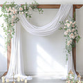 Socomi Wedding Arch Draping Fabric 1 Panel 29" x 19Ft White Sheer Chiffon Curtain Drapes 6 Yards for Wedding Ceremony Birthday Party Decoration