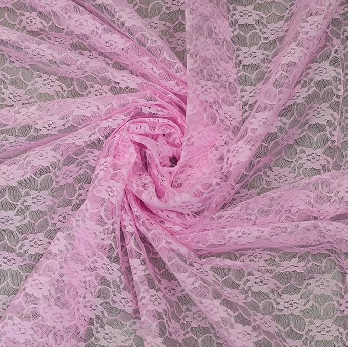 MDS Pack of 10 Wedding 12 x 108 inches Lace Table Runner for Wedding, Decorations for Birthday Parties, Banquets, Graduations, Engagements, and Runners fit Rectangle, Round Table- Pink