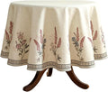 ISAENNE French Tablecloth for Round Tables,Linen Table Cloth with Colorful Flowers Pattern,Heavy Durable Table Cover for Dining Thanksgiving Kitchen Decor Party Christmas,Diameter 55"