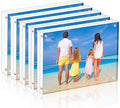 Meetu Acrylic Picture Frame 4x6,Clear Freestanding Double Sided 20mm Thickness Frameless Magnetic Photo Frames Desktop Display with Gift Box Package(5 Pack)