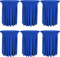 6 Pack Round Cocktail Tablecloth 32"x 43" Spandex Cocktail Table Skirt, Washable Stretch Fitted Table Covers for High Top Bar,Wedding,Party,Events (Royal Blue)