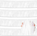 4 Pack 10 Ft Macaron White Foil Fringe Garland Metallic Streamers Tinsel Banner Wall Hanging Garland Backdrop for Parade Floats, Halloween, Christmas, Thanksgiving, New Year Party Decorations