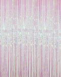 GOER 3.2 ft x 9.8 ft Metallic Tinsel Foil Fringe Curtains Party Photo Backdrop Party Streamers for Birthday,Graduation,New Year Eve Decorations Wedding Decor (Iridescent,1 Pack)