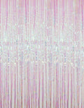 GOER 3.2 ft x 9.8 ft Metallic Tinsel Foil Fringe Curtains Party Photo Backdrop Party Streamers for Birthday,Graduation,New Year Eve Decorations Wedding Decor (4 Packs,Iridescent)