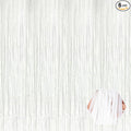6 Pack White Foil Fringe Curtain Backdrop, 3.28Ft x 8.2Ft Metallic Tinsel Foil Fringe Streamer Curtains for Photo Booth, Birthday, Wedding, New Year Party Decorations