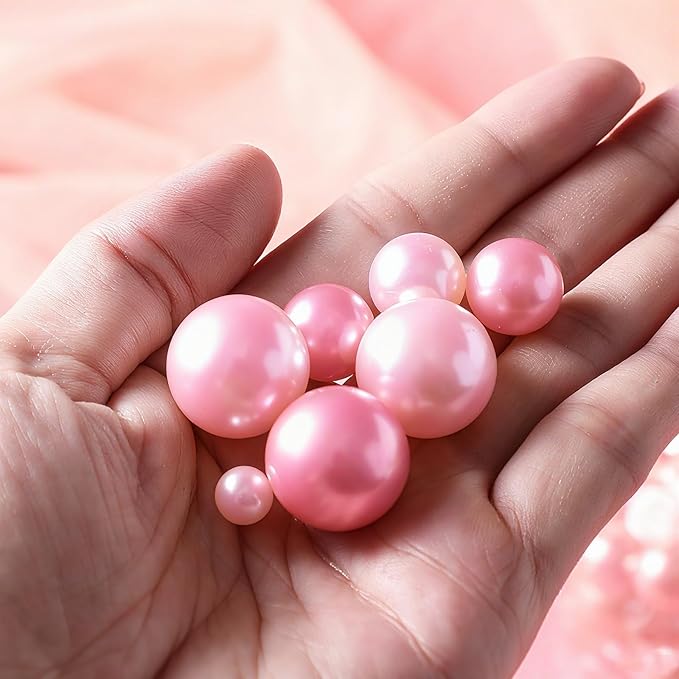 200 Pcs Vase Filler Beads Pink Pearl Beads for Vase No Hole Pearls for Centerpieces Vases DIY Home Table Party Decor DIY Wedding 8/14/20mm