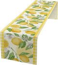Lemon Table Runner,Yellow White Buffalo Plaid Summer Table Runner for Kitchen Dining Table Home Party Decoration 13x72 Inch