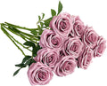 Artificial Rose 10pcs Open Flower Bouquet Faux Rose Stems for Wedding Arrangement, Bridal Bouquet, Centerpiece, Fake Faux Silk Flowers (Mauve)