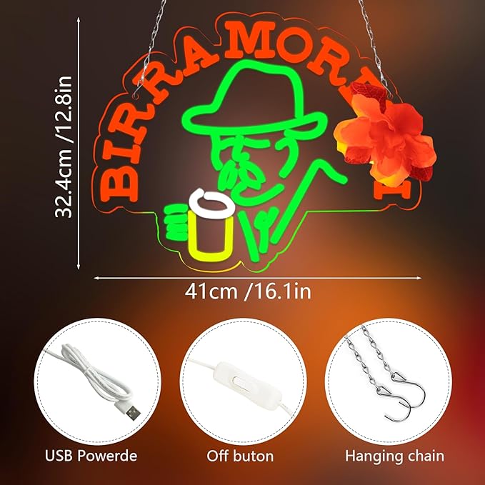 Beer Neon Sign Italian Italy Beer Retro LED Neon Sign for Wall Decor for Man Cave Light Up Sign for Bedroom Home Bar Shop Pub Bistro Party Hotel Game Room Decor Gifts