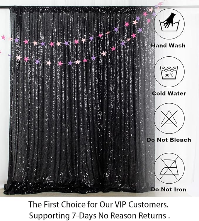 ShinyBeauty Sequin Backdrop- 5FTx10FT-Black-Sequin Photo Backdrop,Photo Booth Background,Sequence Christmas Backdrop Curtain