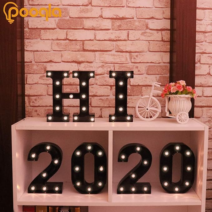 Decorative LED Illuminated Letter Marquee Sign - Alphabet Marquee Letters with Lights For Wedding Birthday Party Christmas Night Light Lamp Home Bar Decoration O, Black