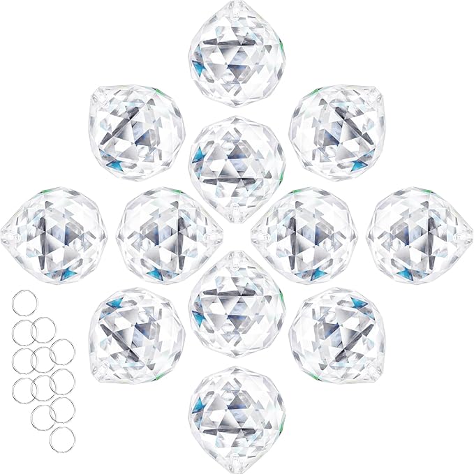 12pcs 30mm Clear Crystal Glass Ball Prisms Hanging Crystals Prisms Sun Catchers for Wedding Centerpieces Party DIY Crafts